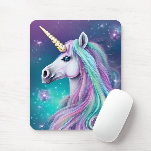 Fantasy vereint mit blauem und rosa Haar Mousepad (Mit Mouse)