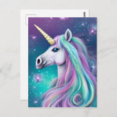 Fantasy vereint mit blauem und rosa Haar Postkarte (Vorne/Hinten)