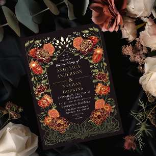 Fantasy-Verzauberter-Blumen-Garten-Hochzeit Folieneinladung