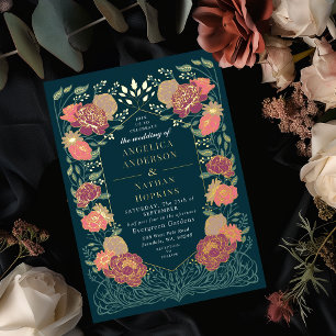 Fantasy-Verzauberter-Blumen-Garten-Hochzeit Folieneinladung