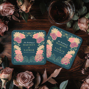 Fantasy-Verzauberter-Blumen-Garten-Hochzeit  Rechteckiger Pappuntersetzer