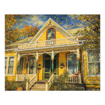 Fantasy-Victorianisches Haus in Gelb