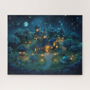 Fantasy Village glühen mit warmen Lanterns Puzzle