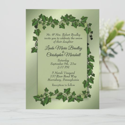 Fantasy Vines Wedding Einladung (Stehend Vorderseite)