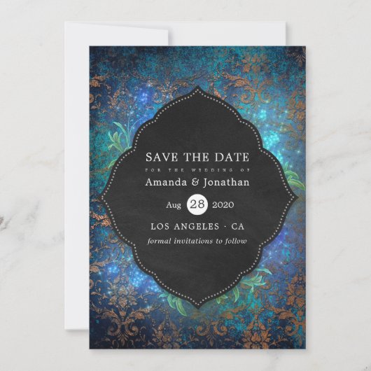 Fantasy Vintag Damask Wedding Foto Save The Date (Vorderseite)