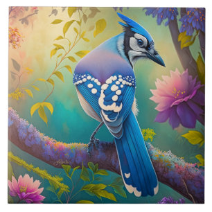 Fantasy-Vögel Blauhäher Fliese