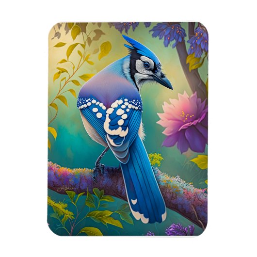 Fantasy-Vögel Blauhäher Magnet (Vertikal)