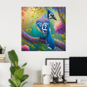 Fantasy-Vögel Blauhäher Poster (Heimbüro)