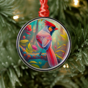 Fantasy-Vögel männlicher Kardinal Ornament Aus Metall