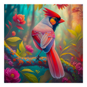 Fantasy-Vögel männlicher Kardinal Poster