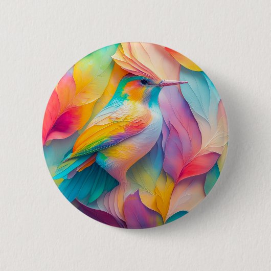 Fantasy-Vögel Seiden-Vogel Button (Vorderseite)