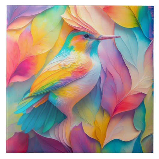 Fantasy-Vögel Seiden-Vogel Fliese (Vorderseite)