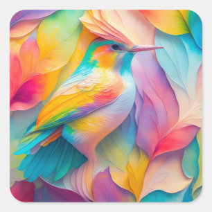Fantasy-Vögel Seiden-Vogel Quadratischer Aufkleber