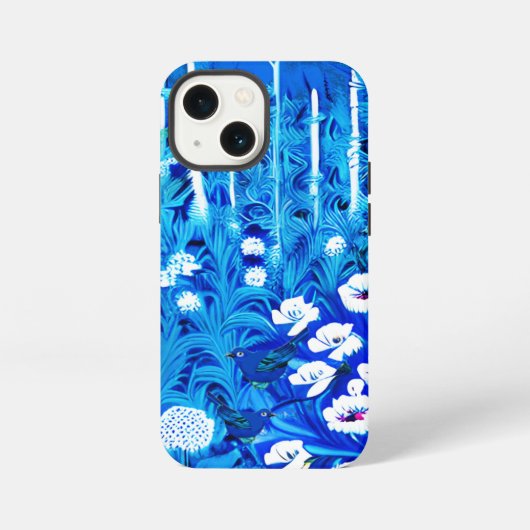 Fantasy-Wald mit Blumen und Vögeln iPhone Hülle (Rückseite)