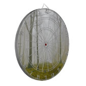 Fantasy-Wald mit Nebel und gelbem Blattwerk Dartscheibe (Vorderseite Links)