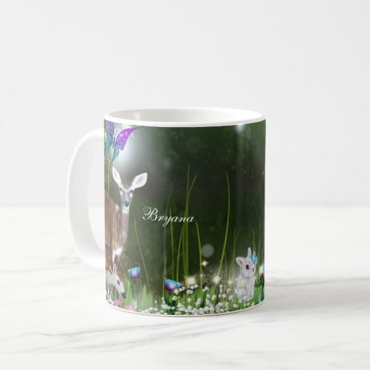 Fantasy-Waldtiere verzaubert Kaffeetasse (Vorderseite Links)