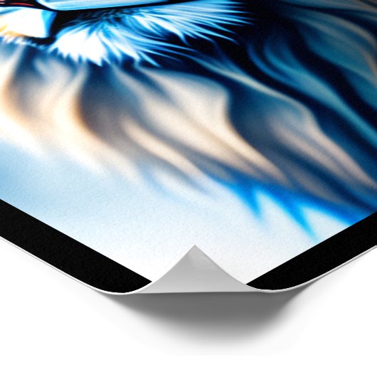 Fantasy Wall Art "Blue Lion with Crown" Poster (Ecke)