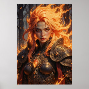 Fantasy-Wandbild des Ember-Ritters Poster