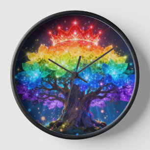 Fantasy-Wanduhr Regenbogenbaum Uhr