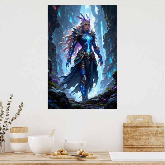 Fantasy warrior queen walking through a mystical poster (Küche)
