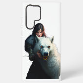 Fantasy Warrior und Red-Mit Augen Direwolf Embrace Samsung Galaxy Hülle (Rückseite)