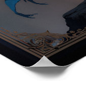 Fantasy Warrior Woman with Blue Hair and a Glowing Poster (Ecke)