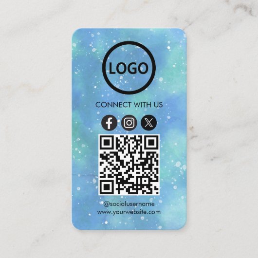 Fantasy Watercolor Lichtblau Custom Cards Moderne Visitenkarte (Vorderseite)