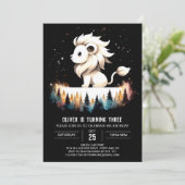 Fantasy Watercolor Lion Birthday Einladung (Stehend Vorderseite)