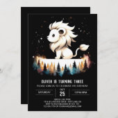 Fantasy Watercolor Lion Birthday Einladung (Vorne/Hinten)