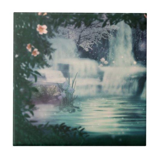 Fantasy Waterfall Cascade Fliese (Vorderseite)