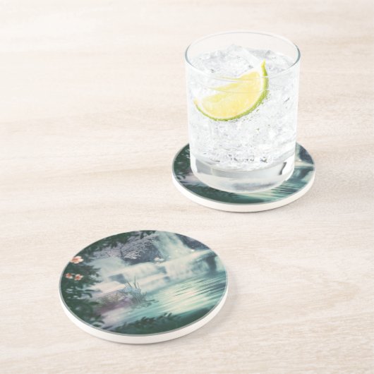 Fantasy Waterfall Cascade Getränkeuntersetzer (Seite)