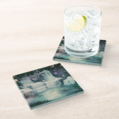 Fantasy Waterfall Cascade Glasuntersetzer (Schrägansicht)