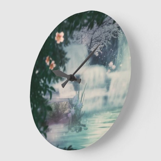 Fantasy Waterfall Cascade Große Wanduhr (Winkel)