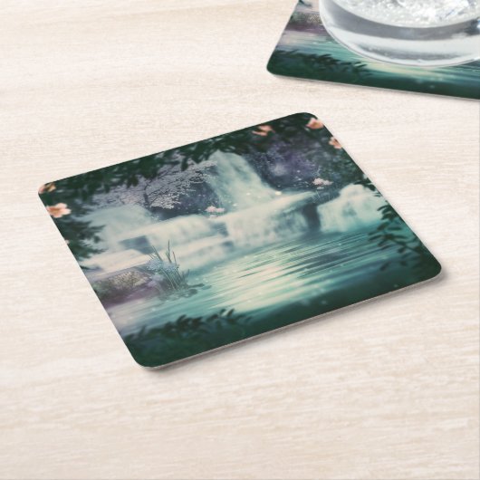 Fantasy Waterfall Cascade Rechteckiger Pappuntersetzer (angewinkelt)