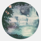 Fantasy Waterfall Cascade Runder Aufkleber (Vorderseite)