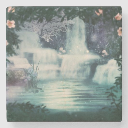 Fantasy Waterfall Cascade Steinuntersetzer (Vorderseite)