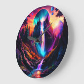 Fantasy Waterfall Große Wanduhr (Winkel)