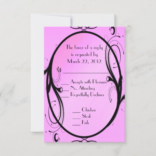 Fantasy Wedding Pink Menü Wahl RSVP Karte (Vorderseite)