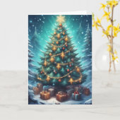 Fantasy-Weihnachtsbaum Karte (Gelbe Blume)