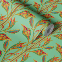 Fantasy-Weine aus Gold, Rot, Grün, Blätter auf Jad