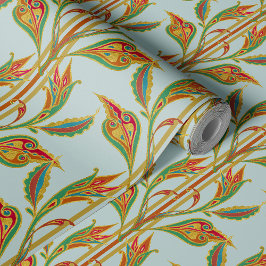 Fantasy-Weine aus goldroten Blätter auf Meerglas Tapete