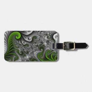 Fantasy-Welt Grüne und graue abstrakte Fraktalkuns Gepäckanhänger