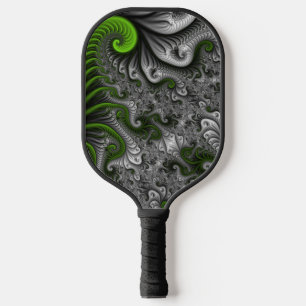Fantasy-Welt Grüne und graue abstrakte Fraktalkuns Pickleball Schläger
