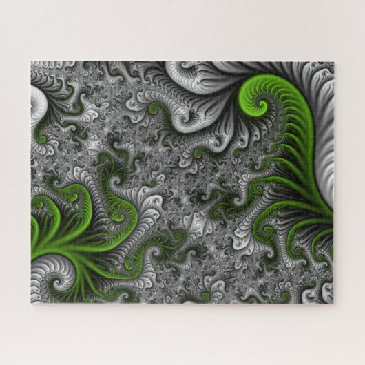 Fantasy-Welt Grüne und graue abstrakte Fraktalkuns Puzzle (Horizontal)