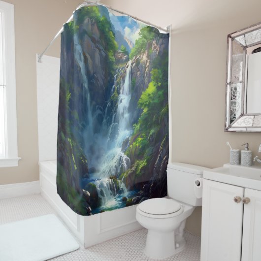 Fantasy-Welt Wasserfall Duschvorhang (Beispiel)