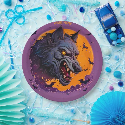 Fantasy Werewolf Moon Halloween Pappteller (Party)