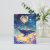 Fantasy Whale Ride in der Wolke Postkarte (Stehend Vorderseite)