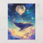 Fantasy Whale Ride in der Wolke Postkarte (Vorderseite)