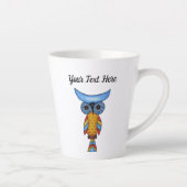 Fantasy Whimsical Owl Blue Head farbige Federn Milchtasse (Rechts)