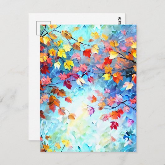 Fantasy Whimsical Pinselstriche Alle über Blätter  Postkarte (Vorne/Hinten)